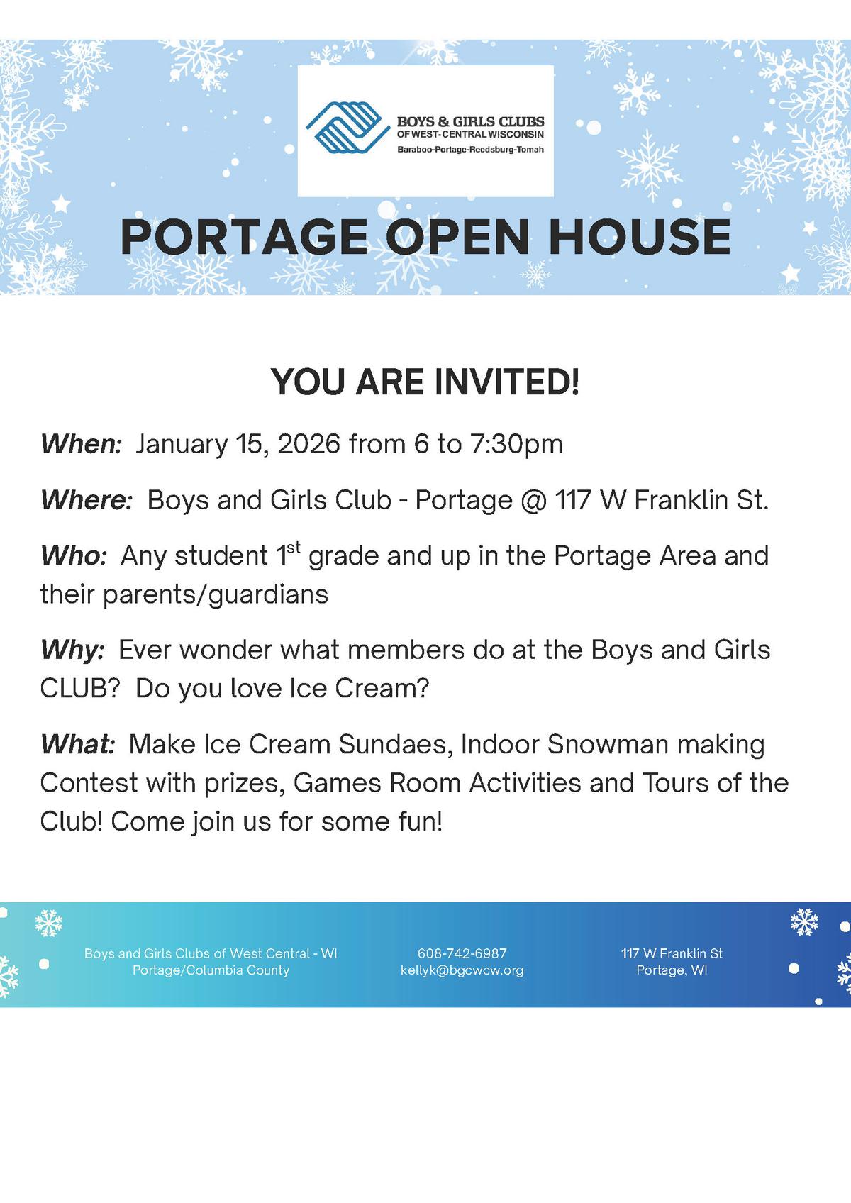 Open House at Portage Boys & Girls Club